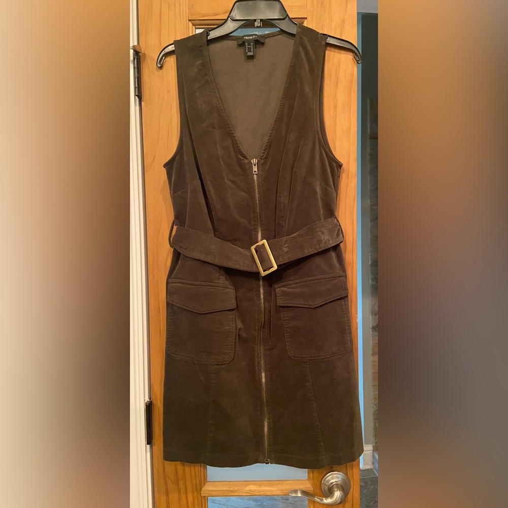 Forever 21 Dark Green V-Neck Dress
